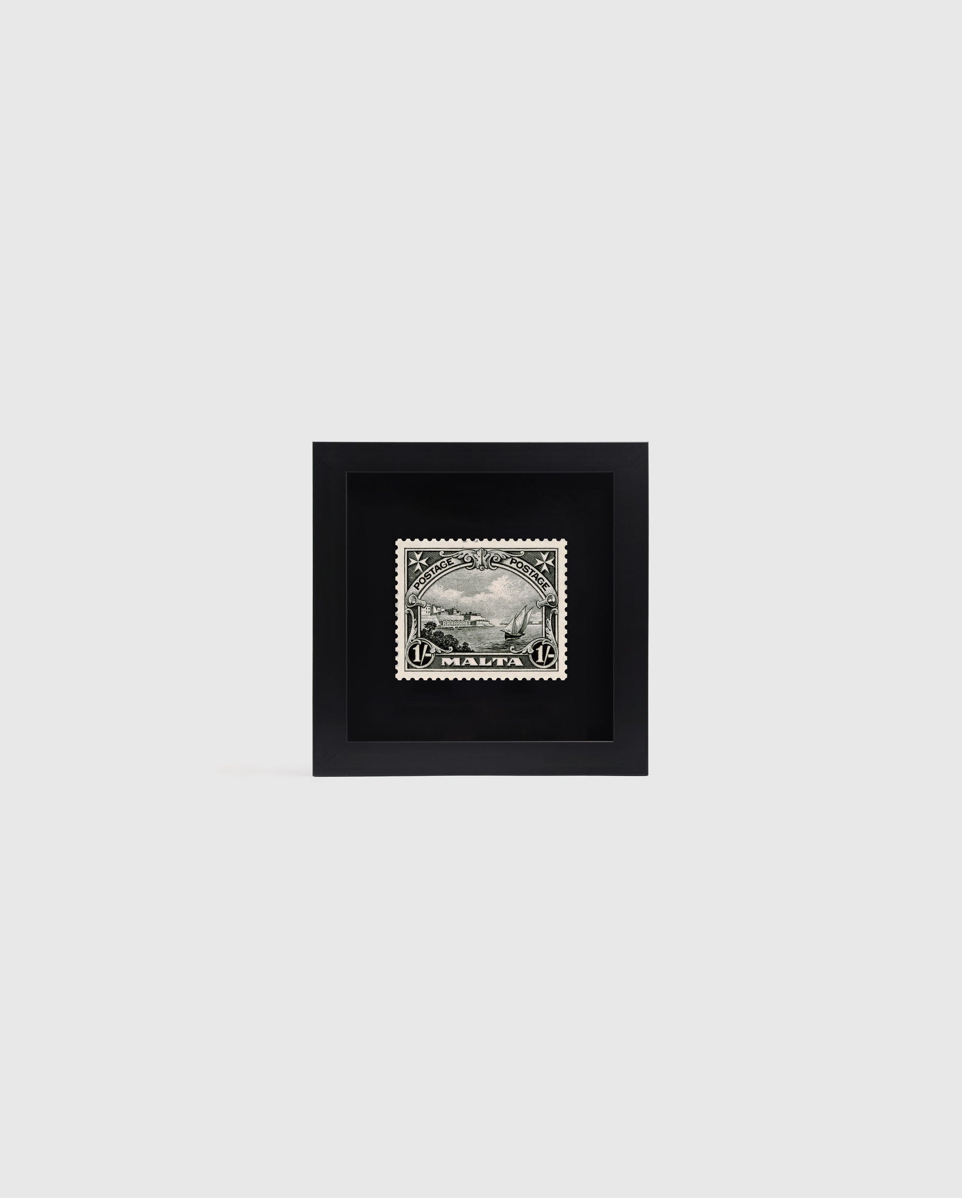 Grand Harbour Malta Stamp in small black frame